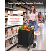 VEVOR Folding Shopping Cart, 36.7 Gal + 6.1 Gal Dual-Basket Grocery Cart, 260LBS Capacity, Large Rolling Utility Cart with Waterproof Liner & 360° Swivel Wheel for Laundry, Shopping, Camping, Grocery