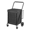 VEVOR Folding Shopping Cart, 36.7 Gal + 6.1 Gal Dual-Basket Grocery Cart, 260LBS Capacity, Large Rolling Utility Cart with Waterproof Liner & 360° Swivel Wheel for Laundry, Shopping, Camping, Grocery