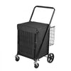 VEVOR Folding Shopping Cart, 36.7 Gal + 6.1 Gal Dual-Basket Grocery Cart, 260LBS Capacity, Large Rolling Utility Cart with Waterproof Liner & 360° Swivel Wheel for Laundry, Shopping, Camping, Grocery