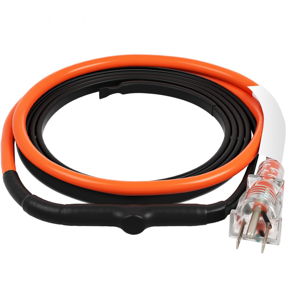 VEVOR Self-Regulating Pipe Heating Cable, 3FT 5W/FT Heat Tape for Pipes Freeze Protection, Water Pipe Heat Cable with Built-in Thermostat Protects PVC Hose, Metal and Plastic Pipe from Freezing