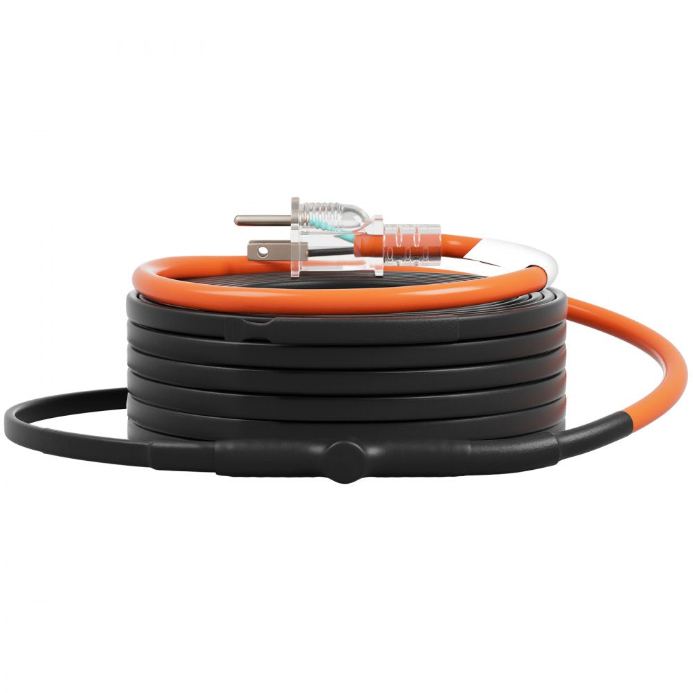 VEVOR Self-Regulating Pipe Heating Cable, 40FT 5W/FT Heat Tape for Pipes Freeze Protection, Water Pipe Heat Cable with Built-in Thermostat Protects PVC Hose, Metal and Plastic Pipe from Freezing