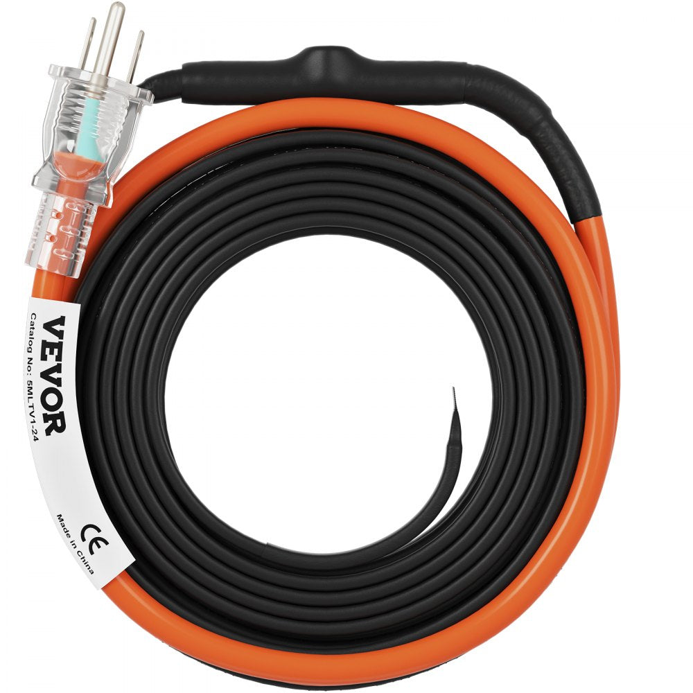 VEVOR Self-Regulating Pipe Heating Cable, 24-feet 5W/ft Heat Tape for Pipes Freeze Protection, Protects PVC Hose, Metal and Plastic Pipe from Freezing, 120V