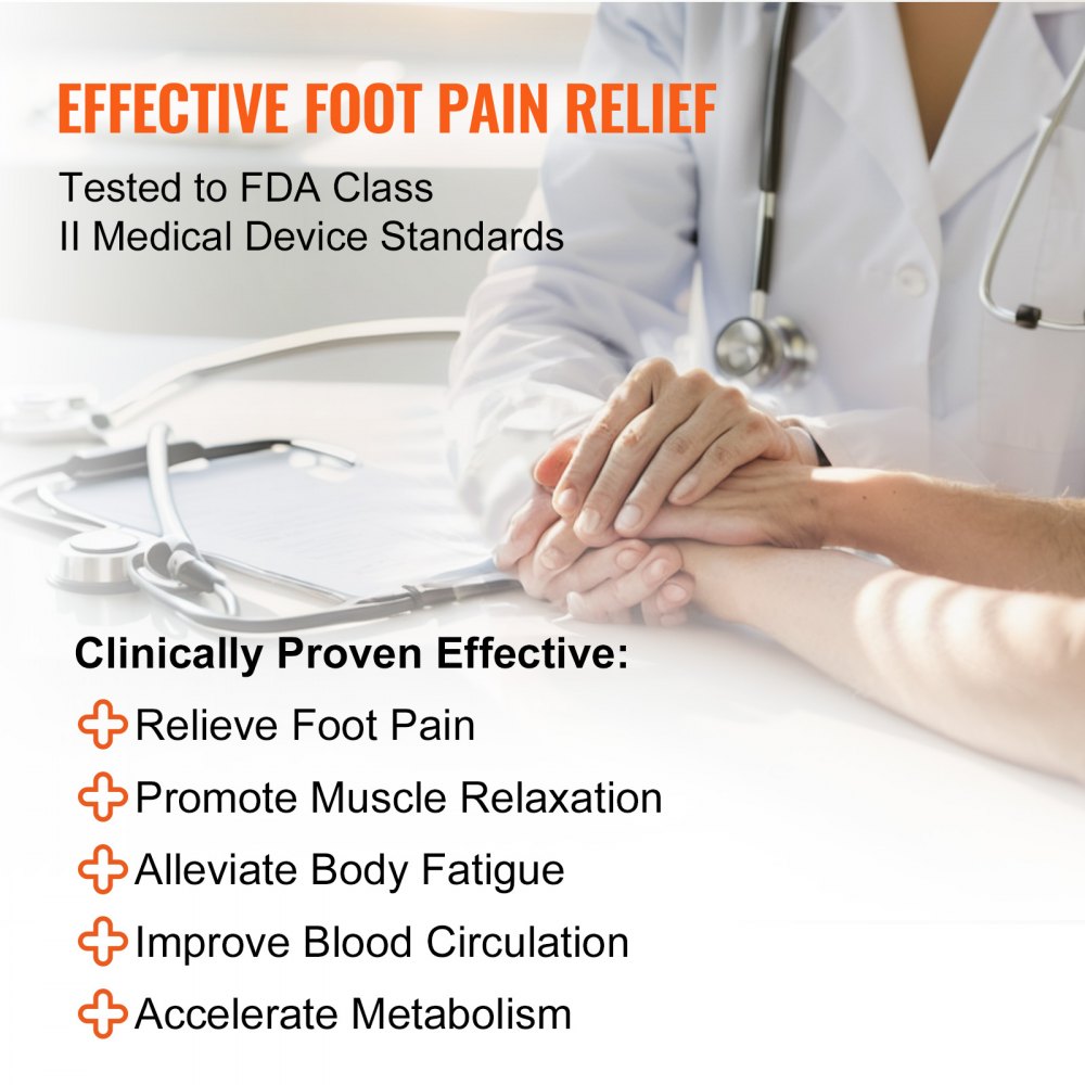 VEVOR Foot Circulation Stimulator with Heat, EMS & TENS Foot Massager for Neuropathy, Electric Foot Stimulator with 3-Level Temperature, 25 Modes & 50 Intensities for Pain Relief, Plantar Fasciitis