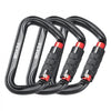 VEVOR Auto Locking Carabiner Clips, 3 PCS Heavy Duty Caribiner, Professional 30 KN / 6744 lbs Spindle Strength, D-Shaped for Climbing,Hiking,Rappelling,Rescue,Dog Leash,Hammocks, Swings