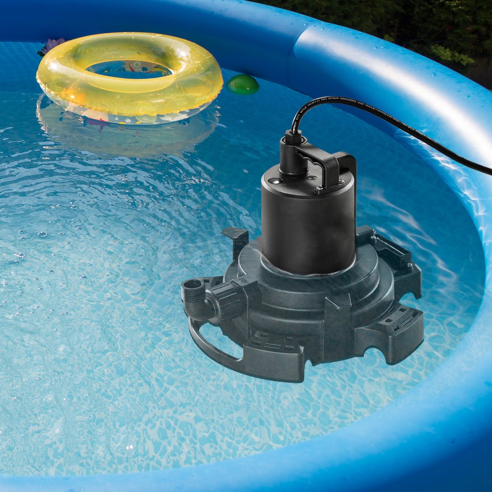 VEVOR Automatic Pool Cover Pump, 1/2 HP 1600 GPH, 120V Submersible Swimming Pool Cover Pump with 25 ft Power Cord, 25 ft Max Head Lift, Water Removal and Transfer Pump, for Pool Draining Hot Tubs