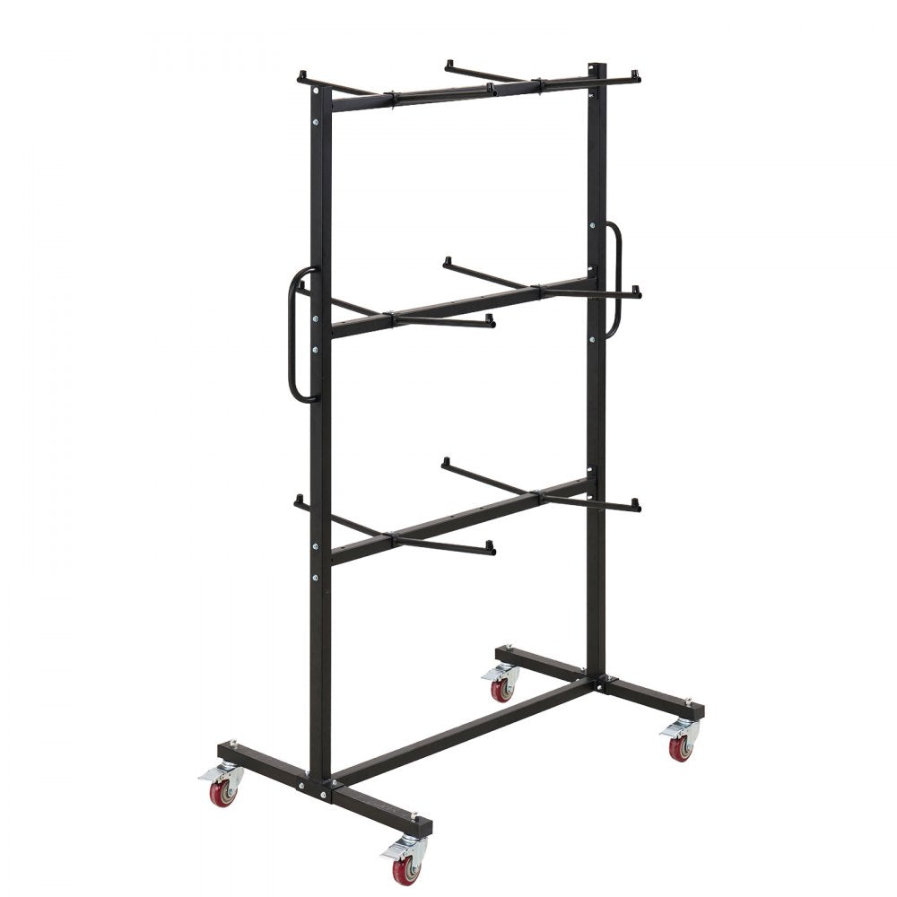 VEVOR Folding Table and Chair Rack Cart 400 lbs Holds 24 Chairs & 6 Tables, for Large Event, Heavy-Duty Carbon Steel, Easy to Move, Storage Dolly, with Swivel Casters Locking Wheels, Waterproof Cover