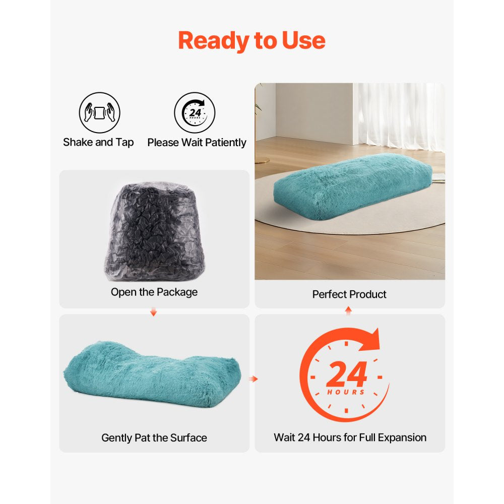 VEVOR Bean Bag Chair, Giant BeanBag Chair with Removable & Washable Cover for Adults, Fluffy Plush & High-Density Foam Filling Floor Adult Bean Bag with Zapper, Ideal for Living Room, Bedroom, Blue