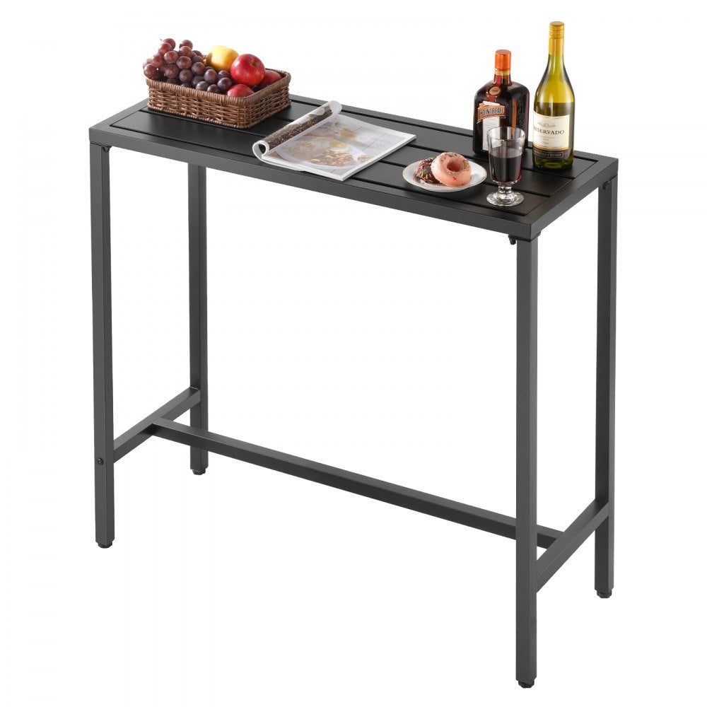 VEVOR Outdoor Bar Table, 39.4 x 15 in Patio Bar Table, Waterproof Top & Sturdy Metal Frame, Rectangle Counter Height Dining Tables, Outdoor Furniture for Balcony, Yard, Hot Tub, Poolside, Indoor
