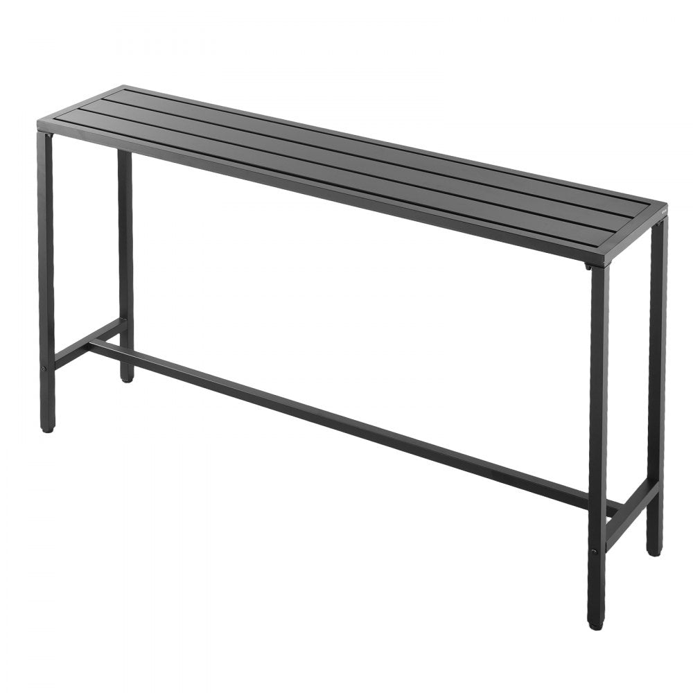 VEVOR Outdoor Bar Table, 63 x 15 in Patio Bar Table, Waterproof Top & Sturdy Metal Frame, Rectangle Counter Height Dining Tables, Outdoor Furniture for Balcony, Yard, Hot Tub, Poolside, Indoor