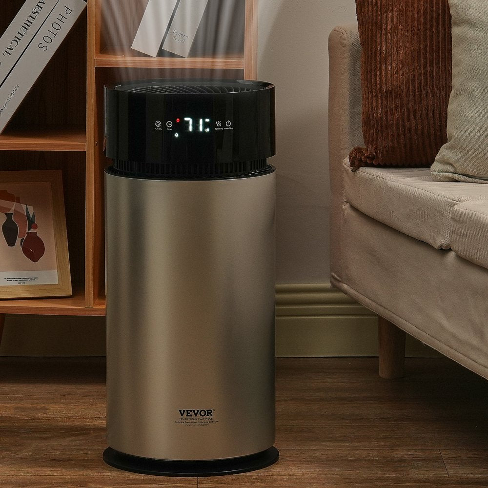 VEVOR Evaporative Humidifier for Whole House up to 270 sqft, 10L(2.64G) Large Smart Cool Moisture Humidifier and Air Purifier,3-Speeds & 1-14h Timer,Premium Filter Quiet Sleep Mode for Bedroom