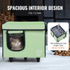 VEVOR Elevated Heated Cat House, Cuboid Kitty Shelter with Adjustable Temperature and Timer, 900D Oxford Cloth Foldable Cat Shelter with Heated Pad  for Winter to Stay Warm and Cozy, Green (Small)