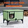 VEVOR Elevated Heated Cat House, Cuboid Kitty Shelter with Adjustable Temperature and Timer, 900D Oxford Cloth Foldable Cat Shelter with Heated Pad  for Winter to Stay Warm and Cozy, Green (Middle)