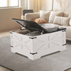 VEVOR 31.5" Farmhouse Coffee Table, Hinged Square Coffee Table with Large Storage Compartment, Wooden Rustic Cocktail Table for Living Room, Bedroom, Apartment, Studio, Gray & White