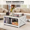 VEVOR 31.5" Farmhouse Coffee Table, Square Coffee Table with Open Storage Compartment, Wooden Rustic Cocktail Table for Living Room, Bedroom, Apartment, Studio, Gray & White