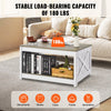 VEVOR 31.5" Farmhouse Coffee Table, Square Coffee Table with Open Storage Compartment, Wooden Rustic Cocktail Table for Living Room, Bedroom, Apartment, Studio, Gray & White