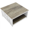 VEVOR 31.5" Farmhouse Coffee Table, Square Coffee Table with Open Storage Compartment, Wooden Rustic Cocktail Table for Living Room, Bedroom, Apartment, Studio, Gray & White