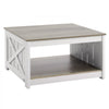 VEVOR 31.5" Farmhouse Coffee Table, Square Coffee Table with Open Storage Compartment, Wooden Rustic Cocktail Table for Living Room, Bedroom, Apartment, Studio, Gray & White