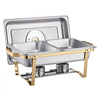 VEVOR Chafing Dish Buffet Set, 4 Qt 2 Pack, Stainless Steel Chafer with 4 Half Size Pans, Rectangle Catering Warmer Server with Glass Lid Water Pan Folding Stand Fuel Holder, for Wedding Party Banquet