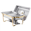 VEVOR Chafing Dish Buffet Set, 4 Qt 2 Pack, Stainless Steel Chafer with 4 Half Size Pans, Rectangle Catering Warmer Server with Glass Lid Water Pan Folding Stand Fuel Holder, for Wedding Party Banquet