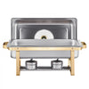 VEVOR Chafing Dish Buffet Set, 8 Qt 4 Pack, Stainless Steel Chafer with 4 Full Size Pans, Rectangle Catering Warmer Server with Glass Lid Water Pan Folding Stand Fuel Holder, for Wedding Party Banquet