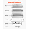 VEVOR Rectangle Chafing Dish, 9 Qt 2 Pack Stainless Steel Chafing Dish, Food Warmer Chafer Complete Set with Hollow Handle, 1 Food Tongs, Lid, Fuel Holder, Chafer Dishes for Banquet Party Wedding