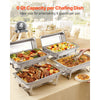 VEVOR Rectangle Chafing Dish, 9 Qt 4 Pack Stainless Steel Chafing Dish, Food Warmer Chafer Complete Set with Hollow Handle, 2 Food Tongs, Lid, Fuel Holder, Chafer Dishes for Banquet Party Wedding