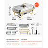 VEVOR 2 Packs Chafing Dishes for Buffet Set, 9QT Stainless Steel Chafer, for Banquet Party Wedding, Rectangle Buffet Server Warmer, 1 Full & 2 Half-Size Pans, Glass Lid, Fuel Holder, Tong, Glass Pad