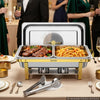 VEVOR 2 Packs Chafing Dishes for Buffet Set, 9QT Stainless Steel Chafer, for Banquet Party Wedding, Rectangle Buffet Server Warmer, 1 Full & 2 Half-Size Pans, Glass Lid, Fuel Holder, Tong, Glass Pad