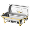 VEVOR 2 Packs Chafing Dishes for Buffet Set, 9QT Stainless Steel Chafer, for Banquet Party Wedding, Rectangle Buffet Server Warmer, 1 Full & 2 Half-Size Pans, Glass Lid, Fuel Holder, Tong, Glass Pad