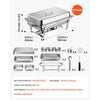 VEVOR 4 Packs Chafing Dishes for Buffet Set, 9QT Stainless Steel Chafer, for Banquet Party Wedding, Rectangle Buffet Server Warmer, 2 Full & 2 Half & 3 Third-Size Pans, Fuel Holder, Tong, Glass Pad