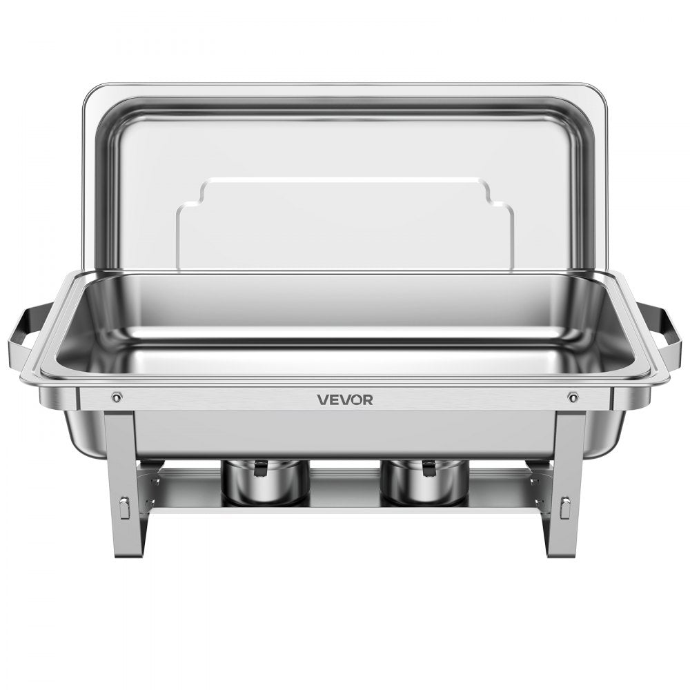 VEVOR 6 Packs Chafing Dishes for Buffet Set, 9QT Stainless Steel Chafer, for Banquet Party Wedding, Rectangle Buffet Server and Warmer, with 6 Full Size Pans, Fuel Holder, and Foldable Stand