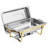 VEVOR 4 Packs Chafing Dishes for Buffet Set, 9QT Stainless Steel Chafer, for Banquet Party Wedding, Rectangle Buffet Server Warmer, 2 Full & 2 Half & 4 Fourth-Size Pans, Fuel Holder, Tong, Glass Pad