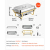 VEVOR 4 Packs Chafing Dishes for Buffet Set, 9QT Stainless Steel Chafer, for Banquet Party Wedding, Rectangle Buffet Server and Warmer, with 4 Full Size Pans, Fuel Holder, and Foldable Stand