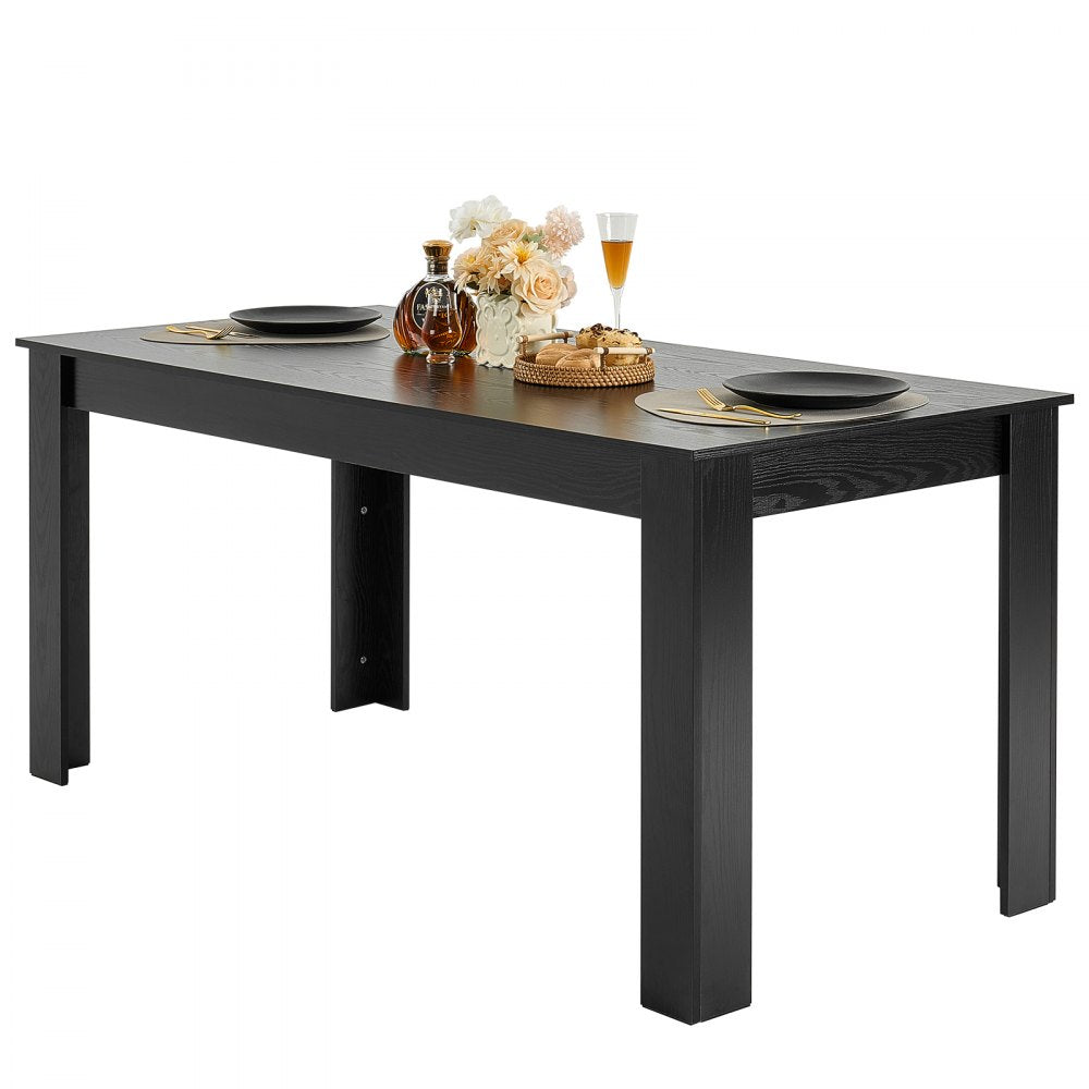 VEVOR Rectangle Dining Table, 63 inch Length Large Wood Tables for 4-6 Person, Modern Dinner Furniture, Conference Desk Supporting for 330LBS, for Home Kitchen Living Room, Black(Only Table)