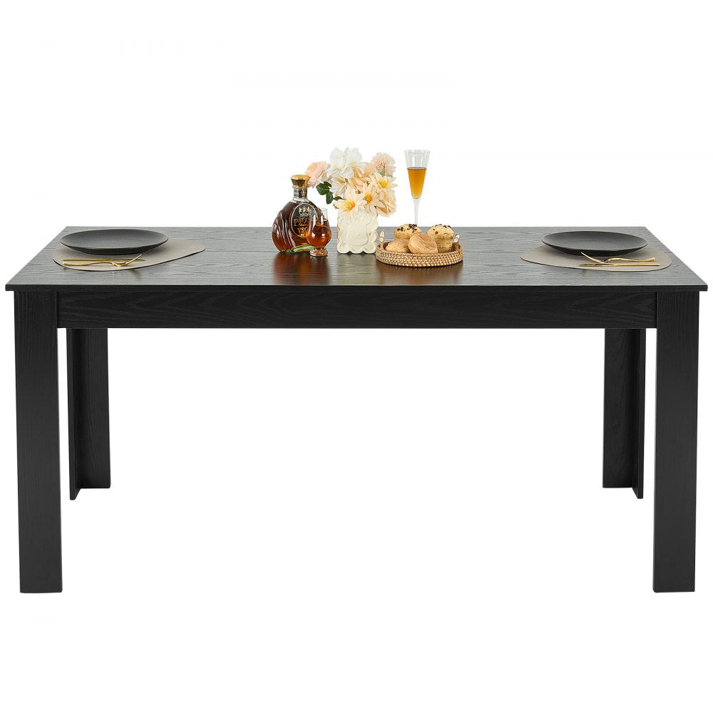VEVOR Rectangle Dining Table, 63 inch Length Large Wood Tables for 4-6 Person, Modern Dinner Furniture, Conference Desk Supporting for 330LBS, for Home Kitchen Living Room, Black(Only Table)