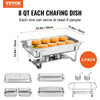 VEVOR Chafing Dish Buffet Set, 8 Qt 2 Pack, Stainless Chafer with 2 Full & 4 Half Size Pans, Rectangle Catering Warmer Server with Lid Water Pan Folding Stand Fuel Tray Holder Clip, at Least 8 People