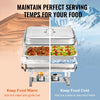 VEVOR Chafing Dish Buffet Set, 8 Qt 2 Pack, Stainless Chafer with 2 Full & 4 Half Size Pans, Rectangle Catering Warmer Server with Lid Water Pan Folding Stand Fuel Tray Holder Clip, at Least 8 People