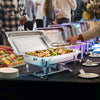 VEVOR Chafing Dish Buffet Set, 8 Qt 2 Pack, Stainless Chafer with 2 Full & 4 Half Size Pans, Rectangle Catering Warmer Server with Lid Water Pan Folding Stand Fuel Tray Holder Clip, at Least 8 People