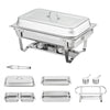 VEVOR Chafing Dish Buffet Set, 8 Qt 2 Pack, Stainless Chafer with 2 Full & 4 Half Size Pans, Rectangle Catering Warmer Server with Lid Water Pan Folding Stand Fuel Tray Holder Clip, at Least 8 People