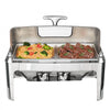 VEVOR Roll Top Chafing Dish Buffet Set, 9 Qt, Stainless Steel Chafer with 2 Half Size Pans, Rectangle Catering Warmer Server with Visible Lid Water Pan Stand Fuel Holder Clip, for at Least 9 People