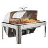 VEVOR Roll Top Chafing Dish Buffet Set, 9 Qt, Stainless Steel Chafer with 2 Half Size Pans, Rectangle Catering Warmer Server with Visible Lid Water Pan Stand Fuel Holder Clip, for at Least 9 People