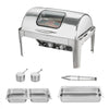 VEVOR Roll Top Chafing Dish Buffet Set, 9 Qt, Stainless Steel Chafer with 2 Half Size Pans, Rectangle Catering Warmer Server with Visible Lid Water Pan Stand Fuel Holder Clip, for at Least 9 People