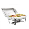VEVOR Chafing Dish Buffet Set, 8 Qt 4 Pack, Stainless Chafer with 4 Full Size Pans, Rectangle Catering Warmer Server with Lid Water Pan Folding Stand Fuel Tray Holder Spoon Clip, at Least 8 People Eac