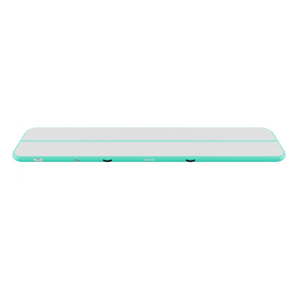 VEVOR Inflatable Gymnastics Air Mat 16.4 ft Training Mats w/ Electric Pump, 4 inches Thick Sturdy Tumble Track, Tumbling Mat for Home Use/Gym/Outdoor/Yoga/Cheerleading/Beach/Park/Water, Mint Green