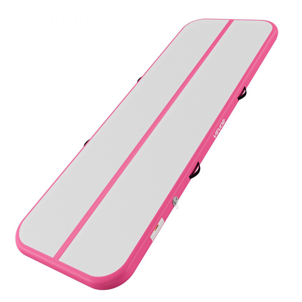 VEVOR Inflatable Gymnastics Air Mat with Air Barrel 10 ft Training Mats, 4 inches Thick Sturdy Tumble Track with Electric Pump, Tumbling Mat for Home Use/Gym/Outdoor/Yoga/Cheerleading, Pink