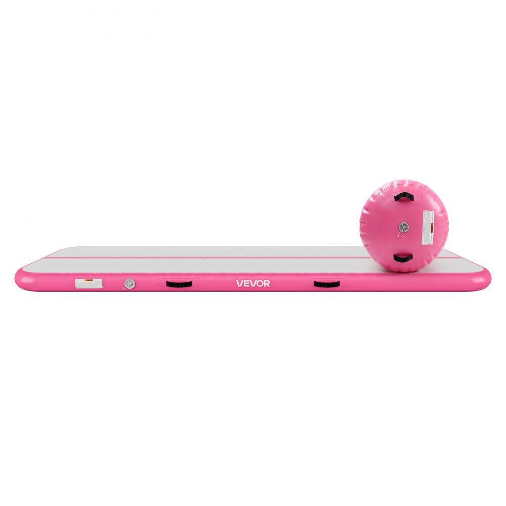 VEVOR Inflatable Gymnastics Air Mat with Air Barrel 10 ft Training Mats, 4 inches Thick Sturdy Tumble Track with Electric Pump, Tumbling Mat for Home Use/Gym/Outdoor/Yoga/Cheerleading, Pink
