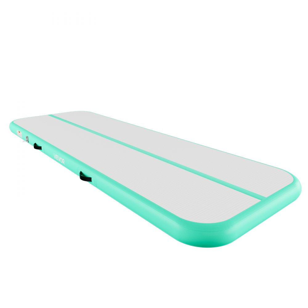 VEVOR Inflatable Gymnastics Air Mat with Air Barrel 10 ft Training Mats, 4 inches Thick Sturdy Tumble Track with Electric Pump, Tumbling Mat for Home Use/Gym/Outdoor/Yoga/Cheerleading, Mint Green