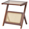 VEVOR Rattan Coffee Table, Z-Shaped Rattan Woven Bamboo Coffee Table with Tempered Glass Top, 20” Modern Boho Storage Coffee Table with Natural Bamboo Legs, for Living Room, Bedroom & Small Spaces