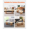 VEVOR Rattan Coffee Table, Rectangle Rattan Woven Wood Coffee Table with Rubber Wood Top, 47-Inch Modern Boho Storage Coffee Table with Natural Wood Legs, for Living Room, Bedroom & Small Spaces