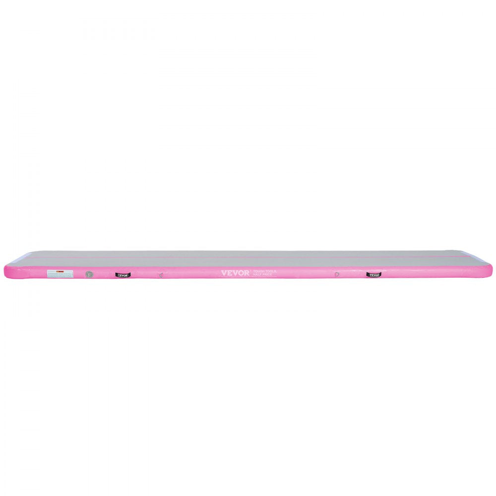 VEVOR Gymnastics Air Mat, 4 inch Thickness Inflatable Gymnastics Tumbling Mat, Tumble Track with Electric Pump, Training Mats for Home Use/Gym/Yoga/Cheerleading/Beach/Park/Water, 13 ft, Pink